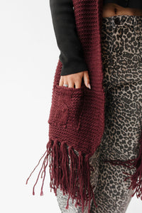oversized two pocket tassel scarf