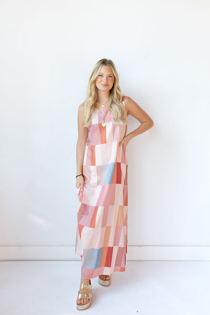 mode, frankie color block maxi dress