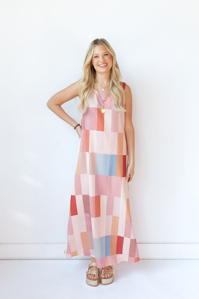 mode, frankie color block maxi dress