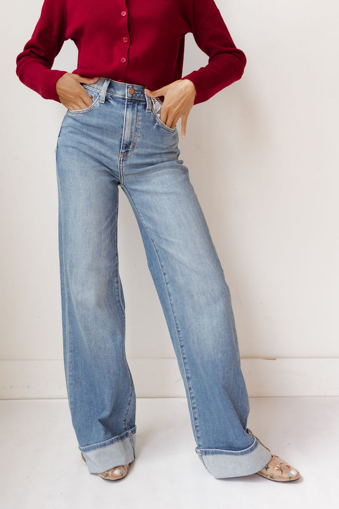 far out high rise wide leg with cuff