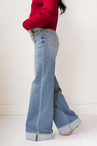 far out high rise wide leg with cuff
