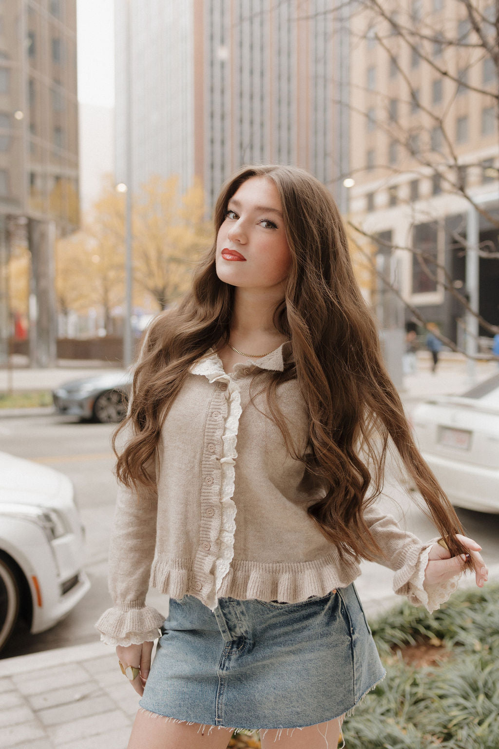 claudia ruffle cardigan