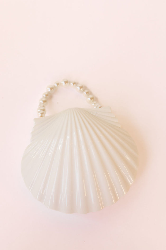 kayla seashell evening bag, white
