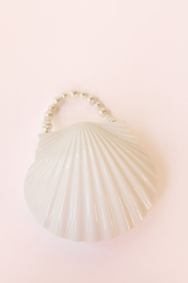 kayla seashell evening bag, white
