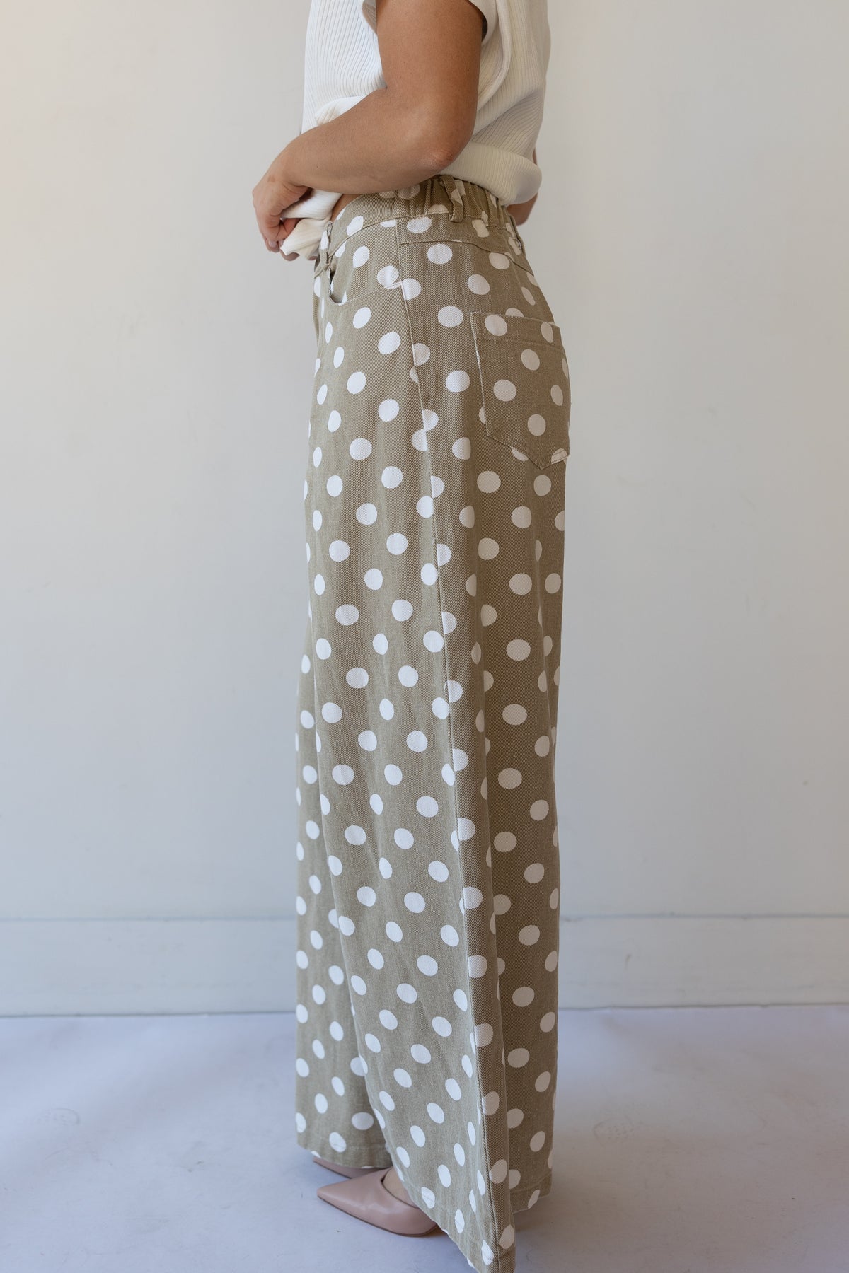 quin polka dot wide leg pants
