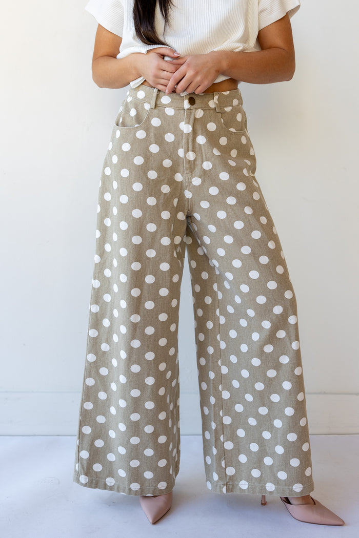 quin polka dot wide leg pants