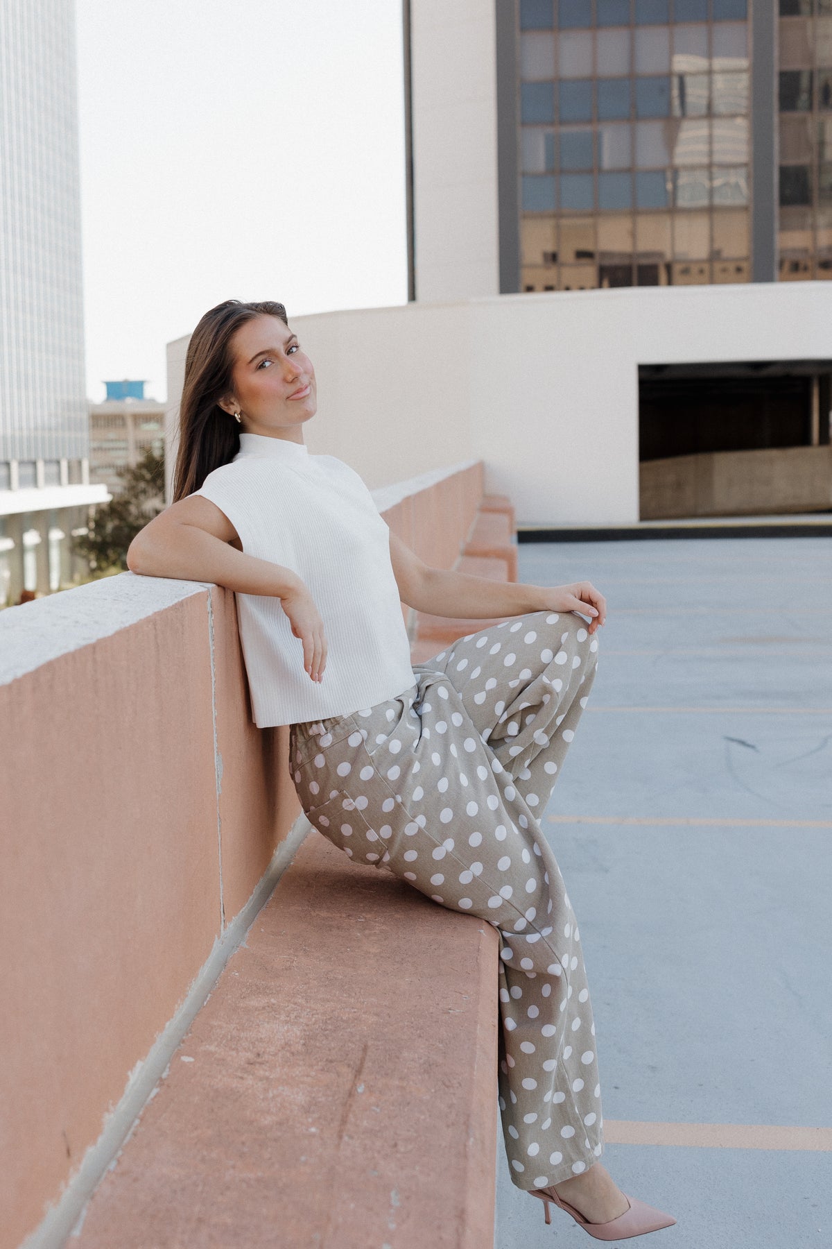quin polka dot wide leg pants