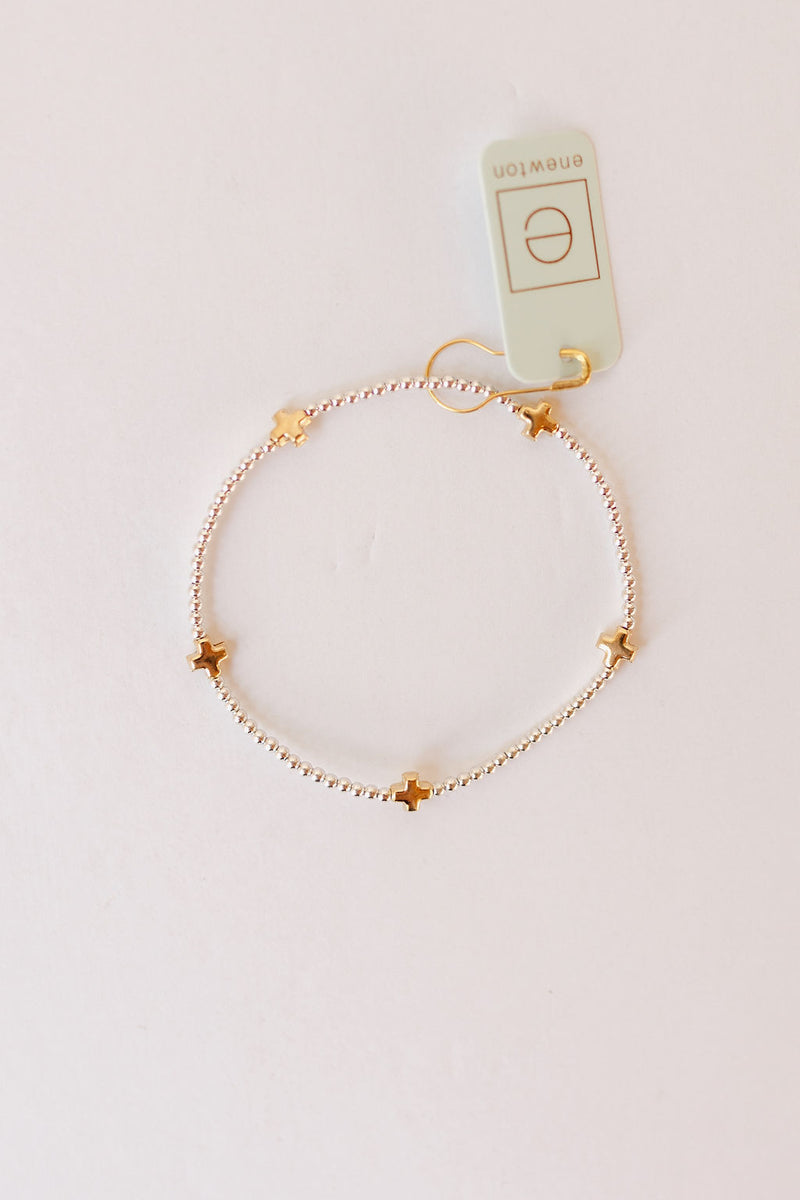 signature cross small pattern 2mm bead bracelet