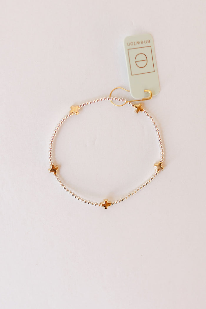 signature cross small pattern 2mm bead bracelet