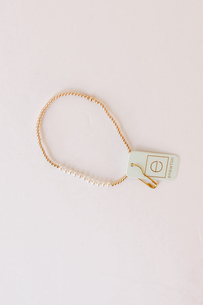 gold bliss 2mm bead bracelet - pearl