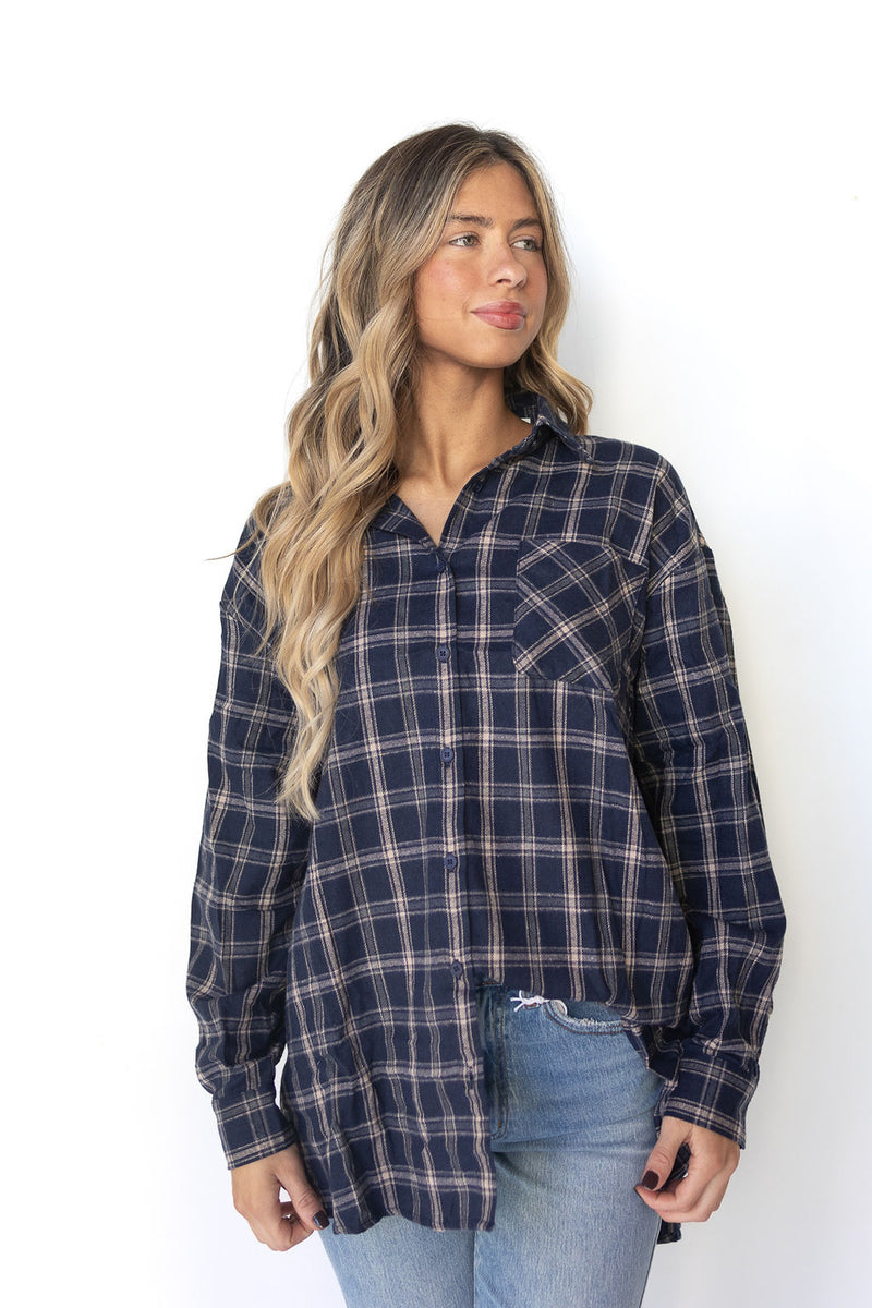 mode, check oversized button down