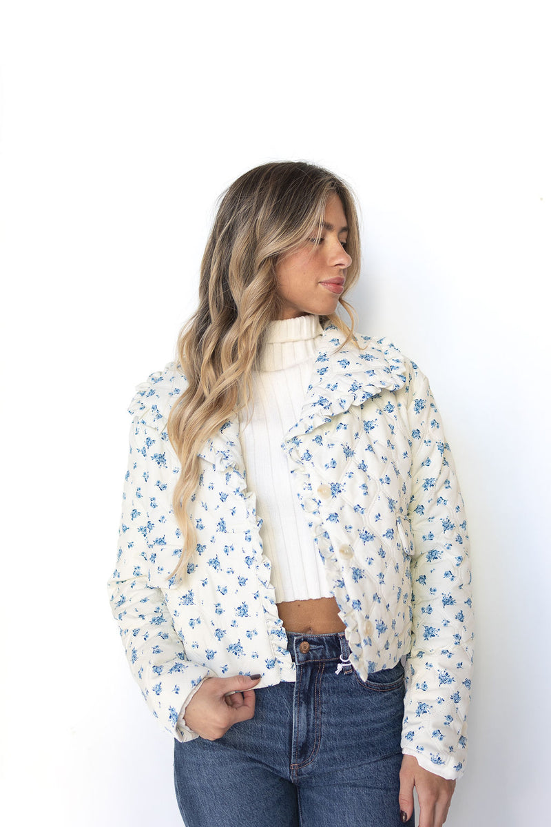 mode, floral cottage jacket