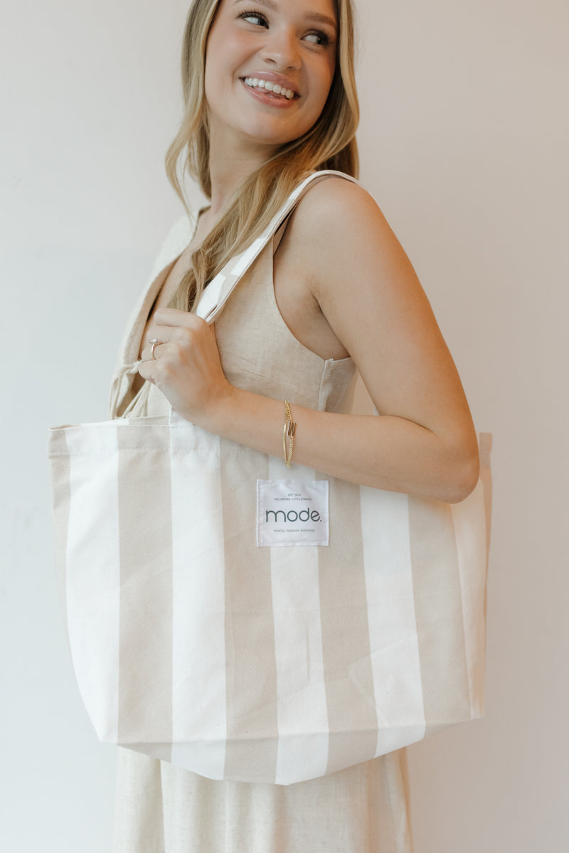 mode striped tote