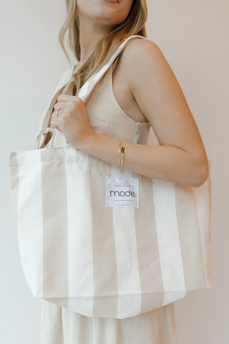mode striped tote