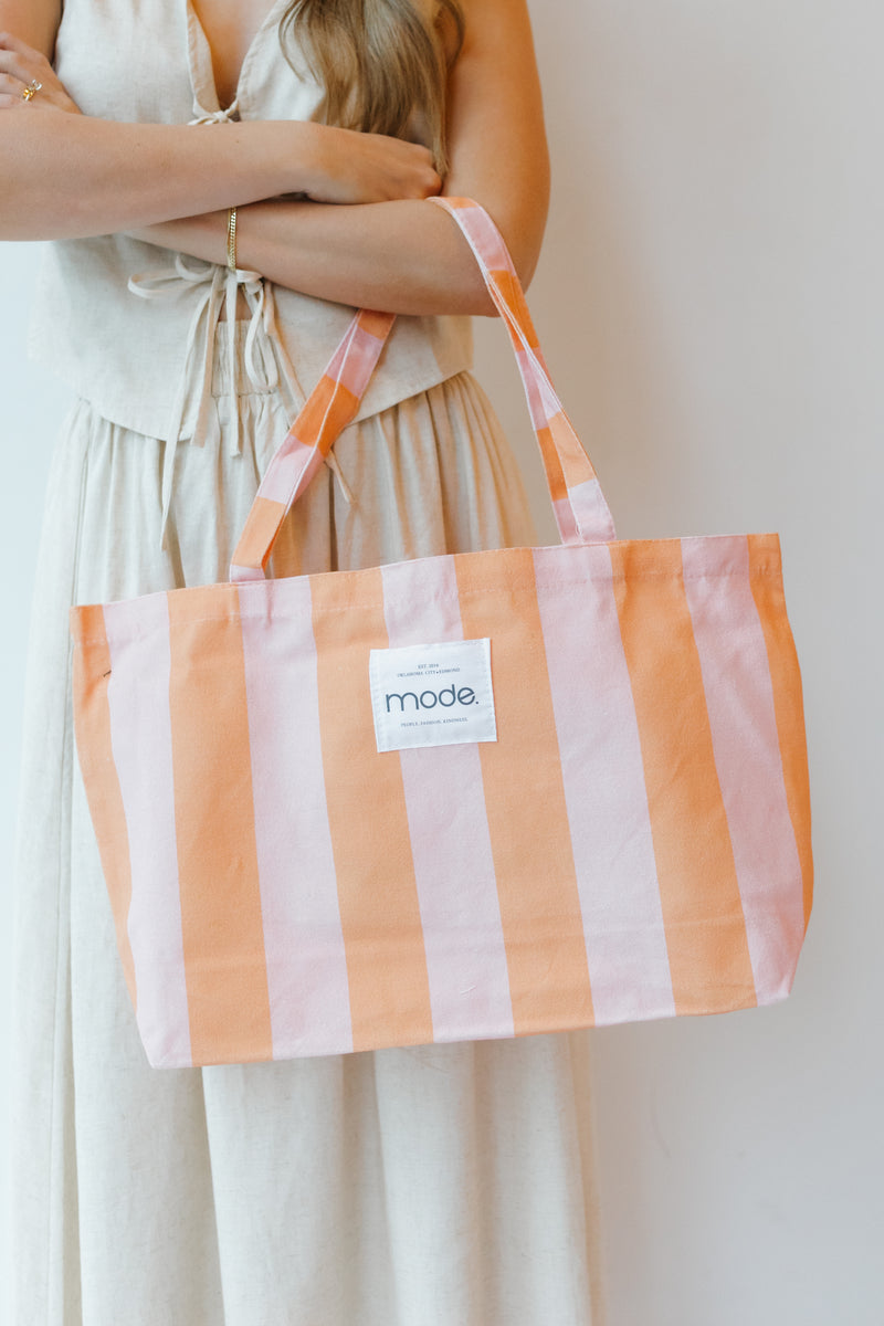 mode striped tote