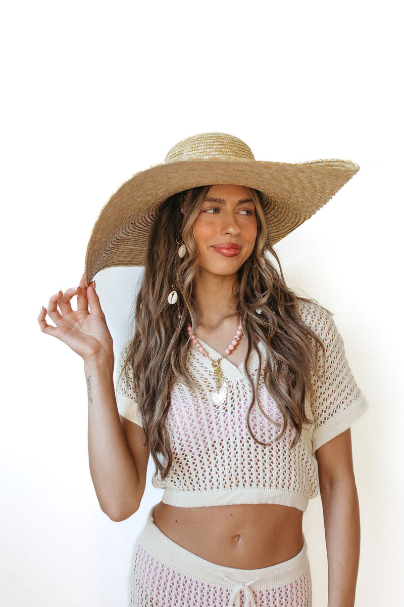 selena palm leaf sun hat, natural