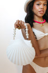 kayla seashell evening bag, white