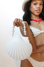 kayla seashell evening bag, white