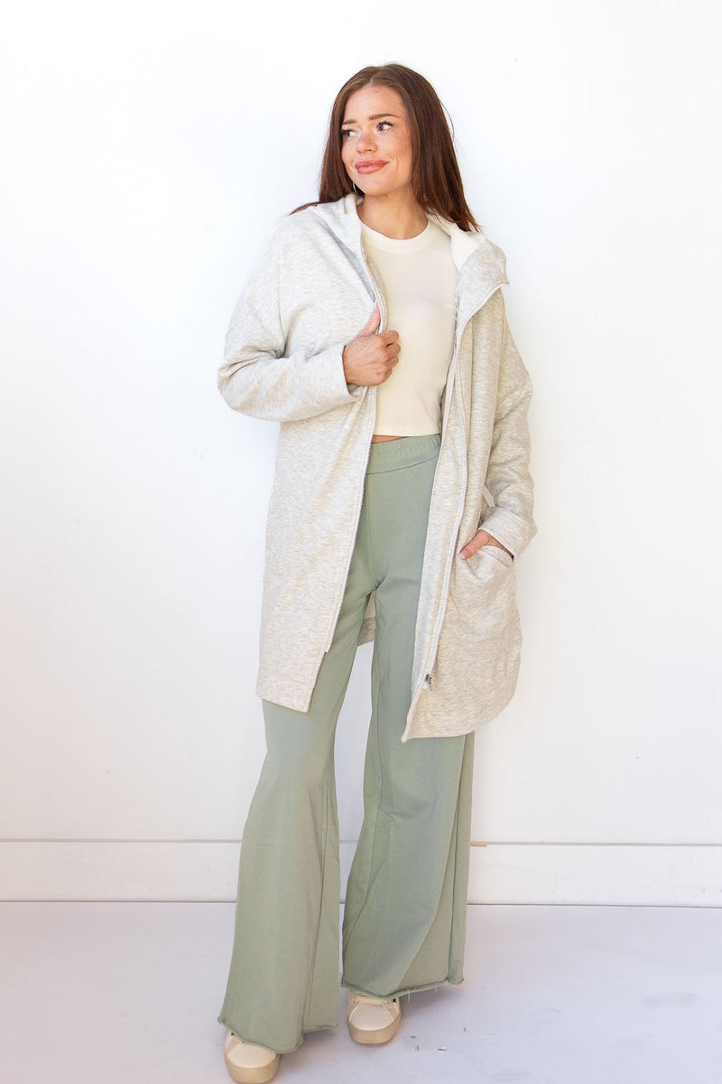 mode, longline zip-up hoodie