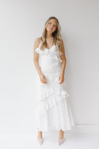 colette ruffle slip dress