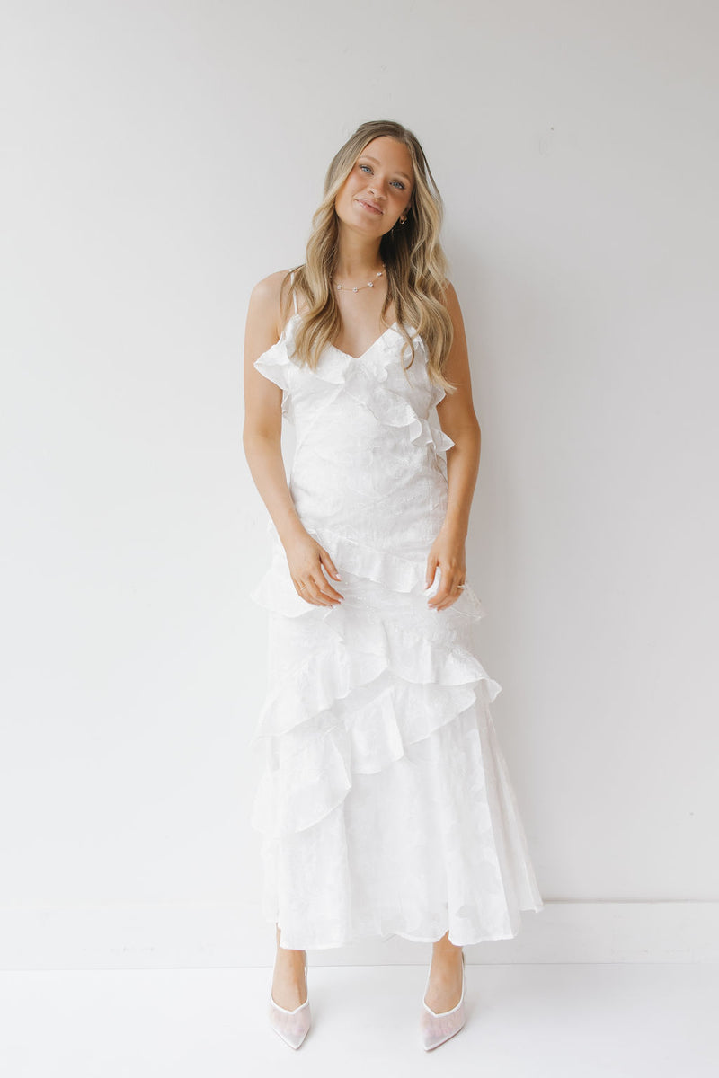 colette ruffle slip dress