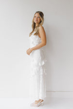 colette ruffle slip dress