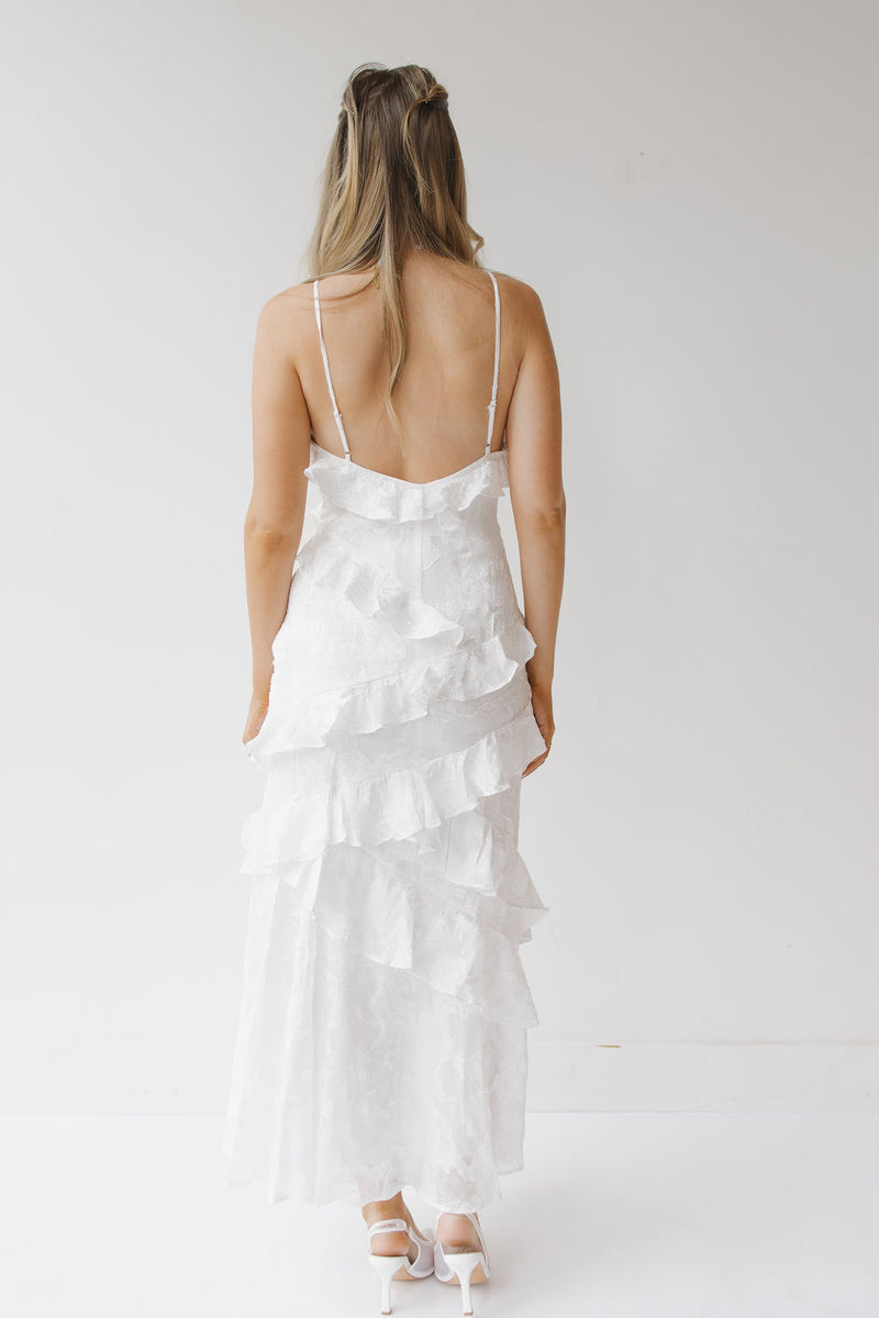 colette ruffle slip dress