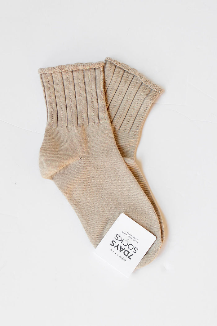 mode, crew lace socks - beige