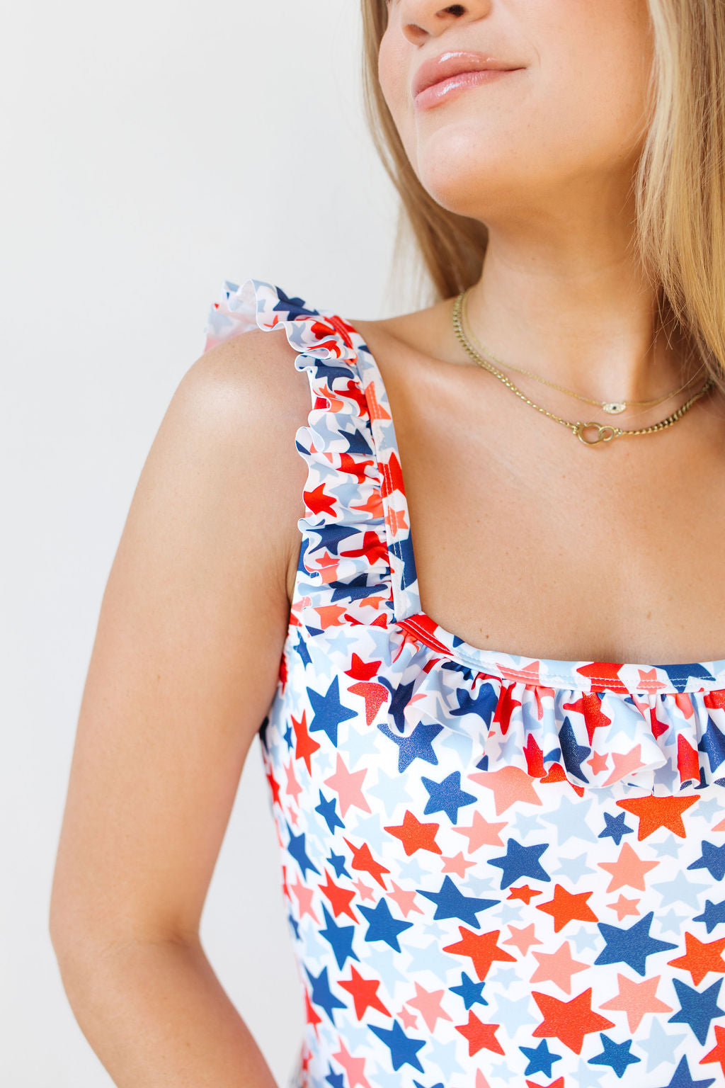 shimmer star-spangled one piece swimsuit