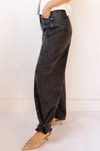 lacey pleated wide leg jeans