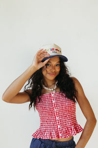 poppi gingham smocked tank top