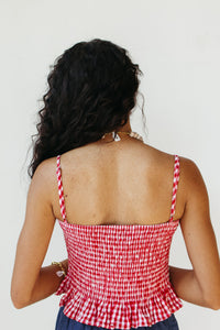 poppi gingham smocked tank top