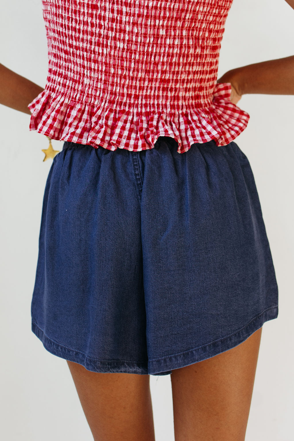 poppi gingham smocked tank top