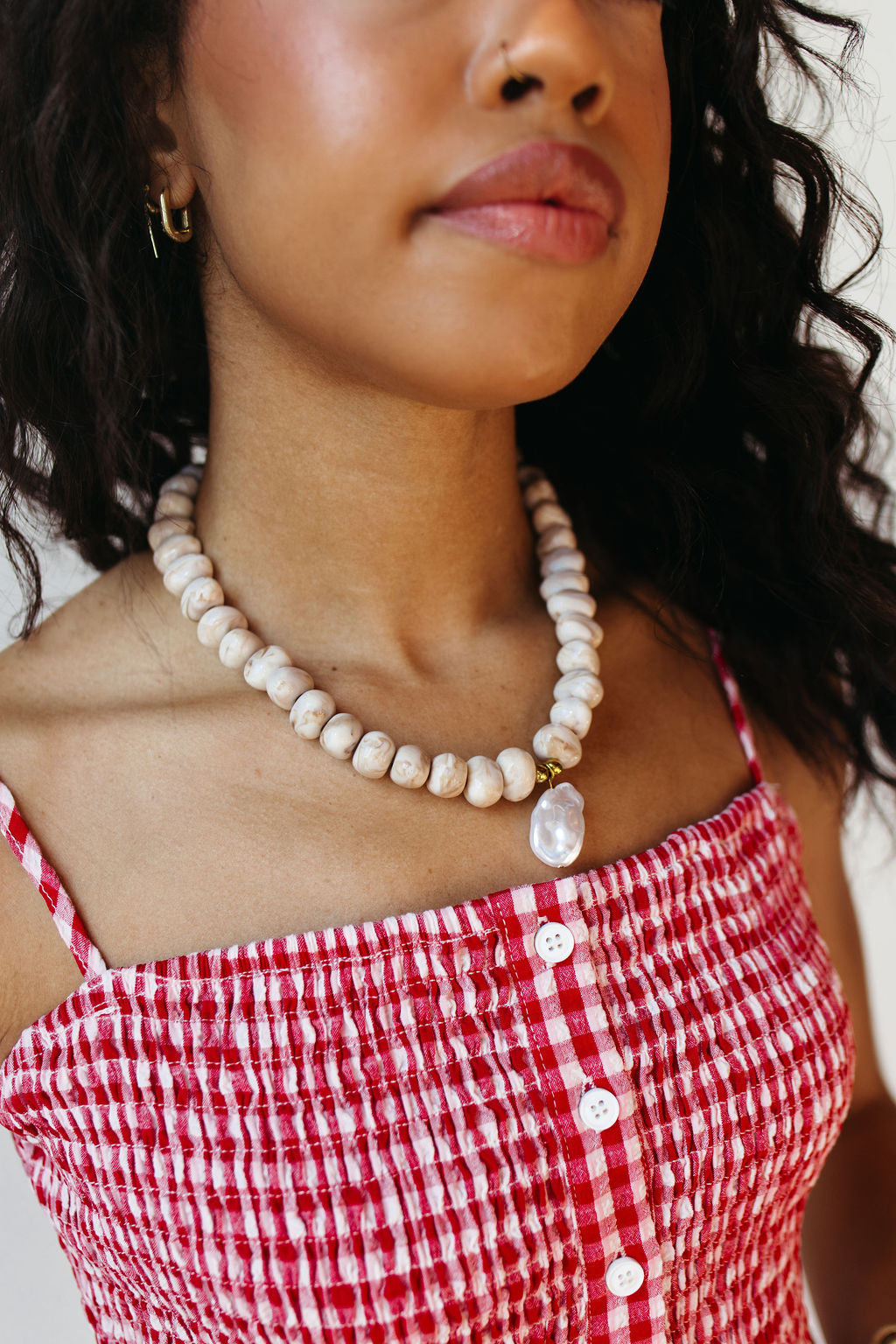 poppi gingham smocked tank top
