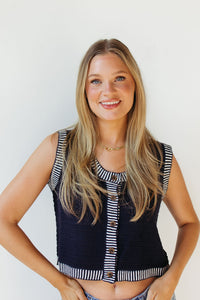 kate contrast stripe knit vest