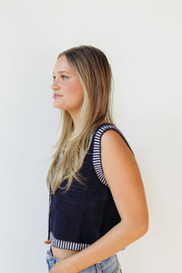 kate contrast stripe knit vest
