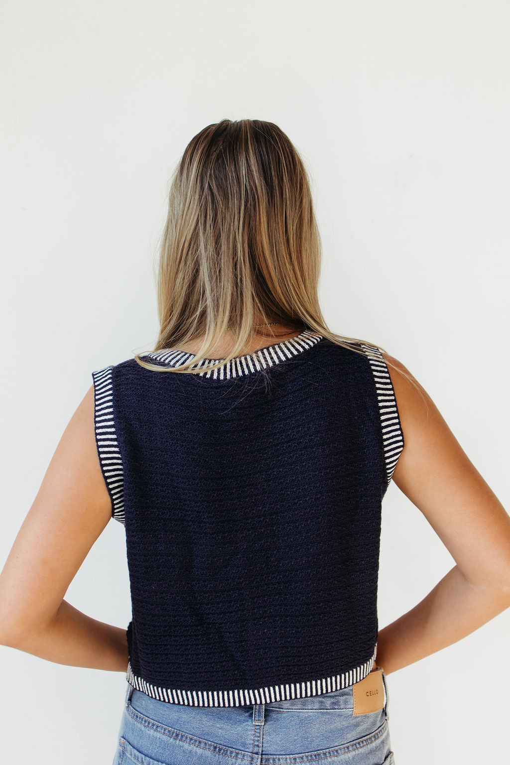 kate contrast stripe knit vest