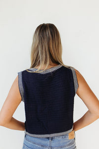 kate contrast stripe knit vest