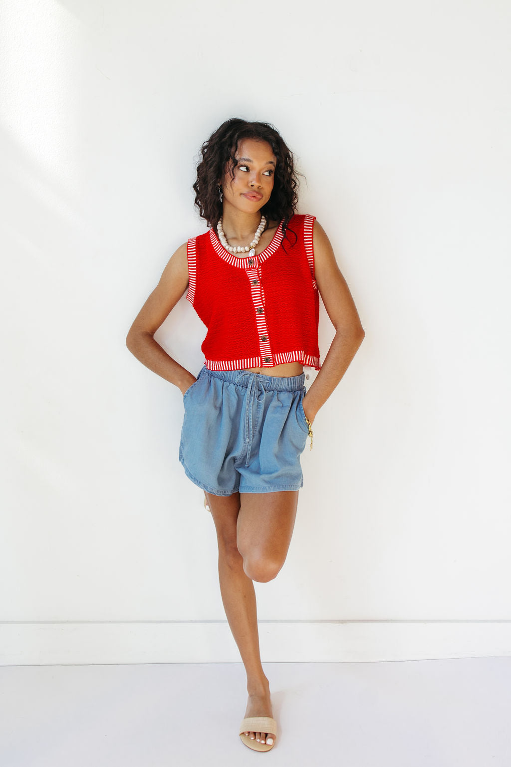 kate contrast stripe knit vest
