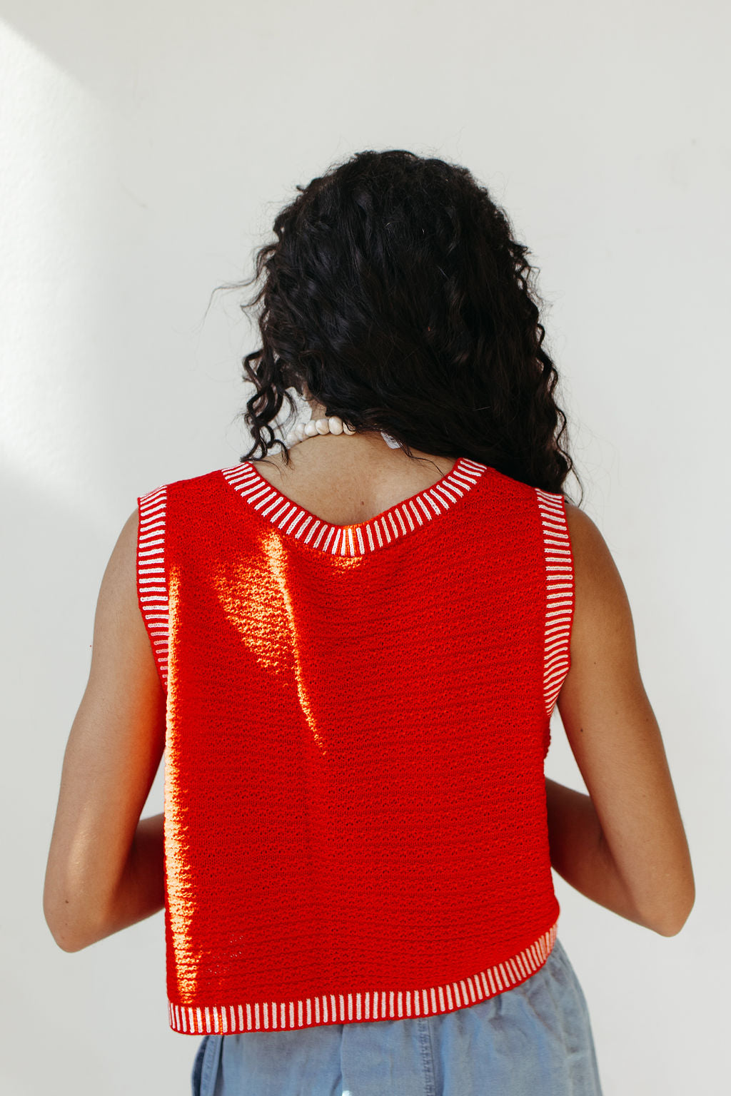kate contrast stripe knit vest
