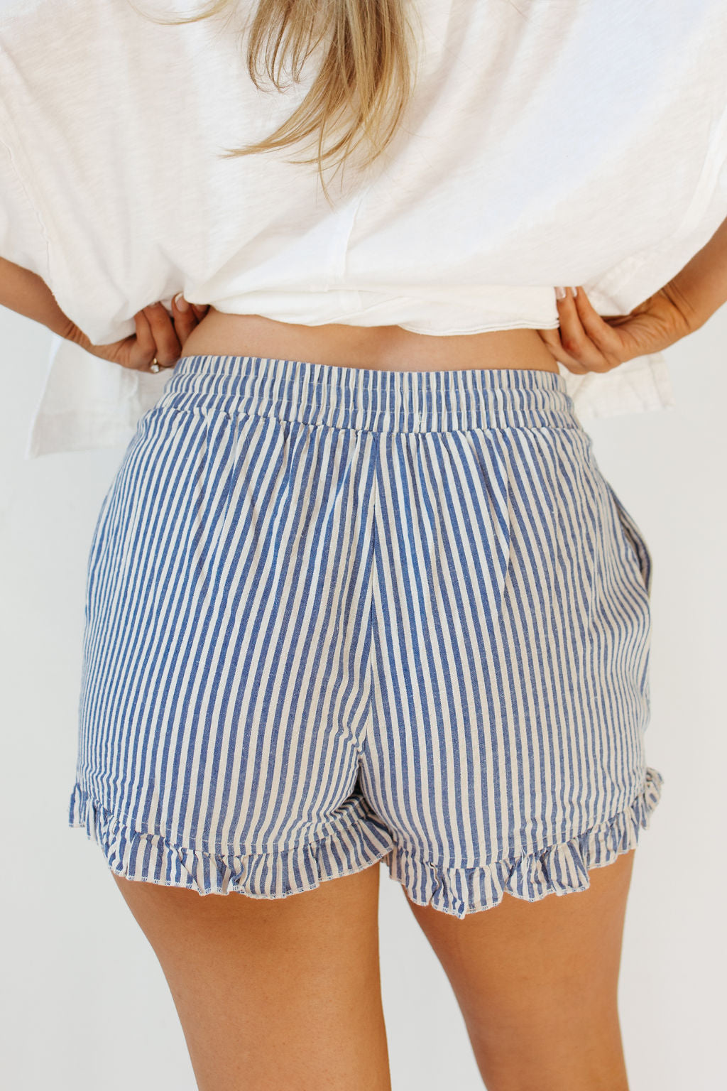 liberty striped ruffle shorts