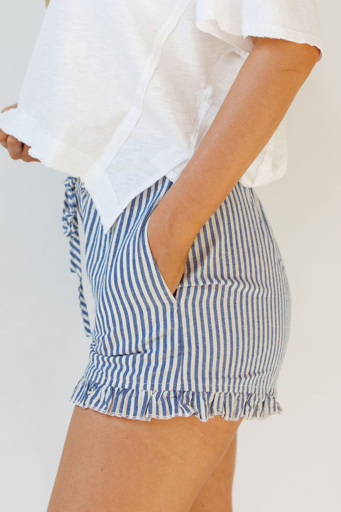 liberty striped ruffle shorts