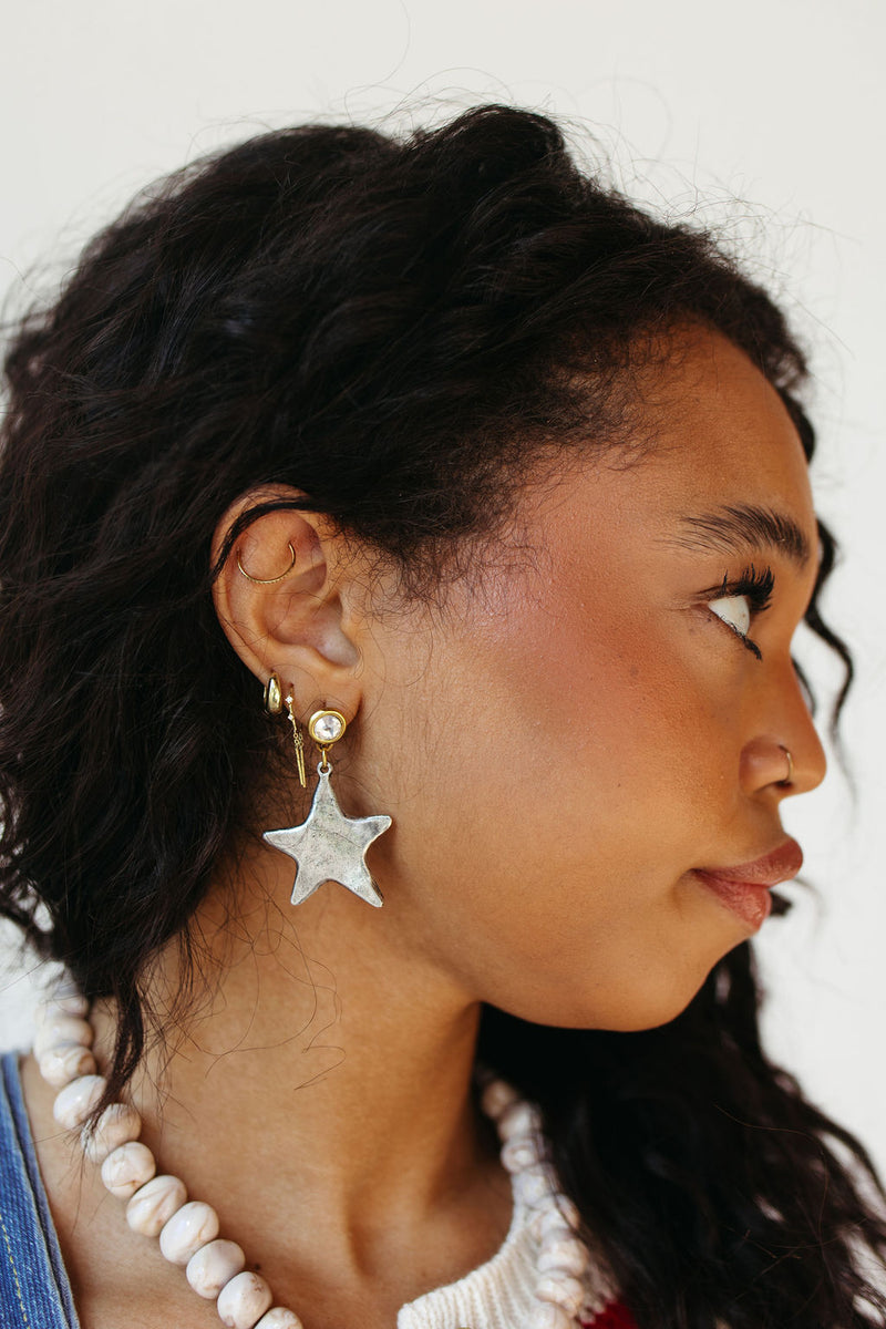 star shine two tone earrings