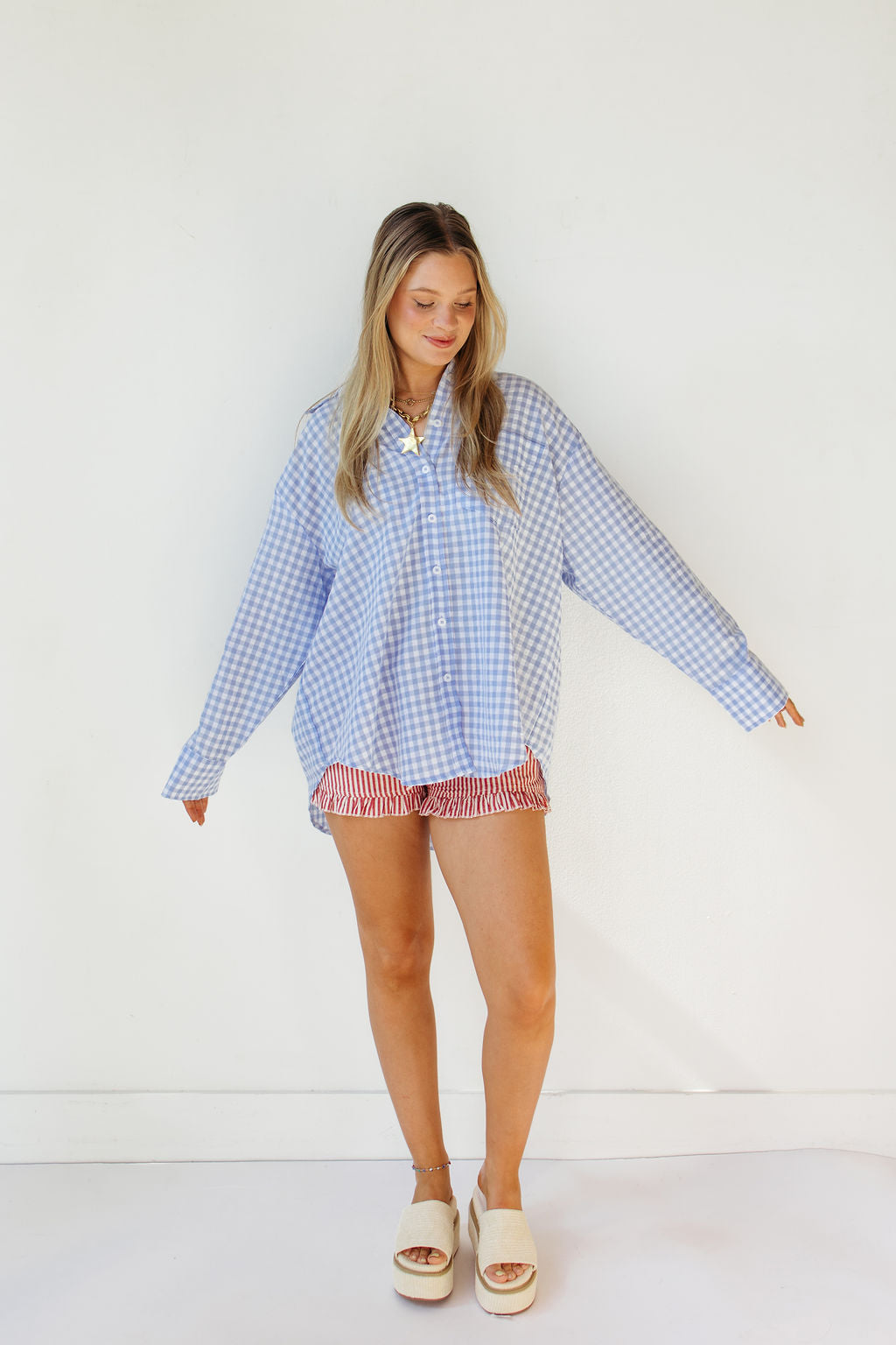 oversized gingham top
