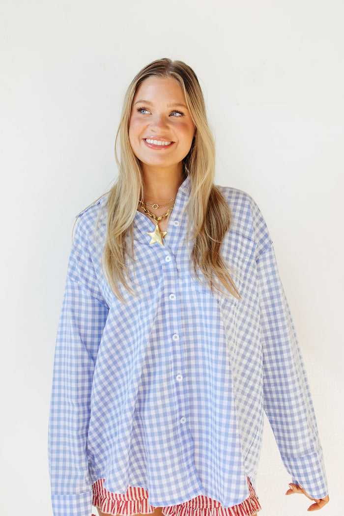 oversized gingham top