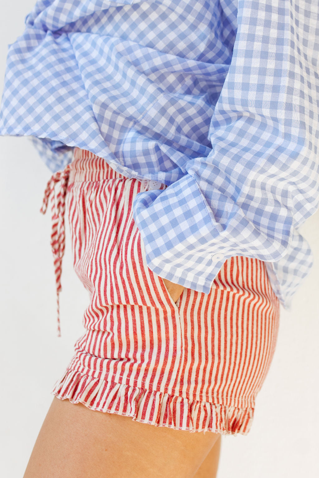 liberty striped ruffle shorts