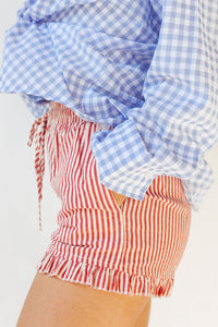 liberty striped ruffle shorts