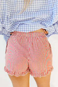 liberty striped ruffle shorts