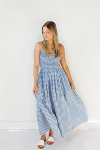 bluebell gingham maxi dress