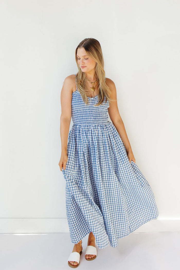 bluebell gingham maxi dress